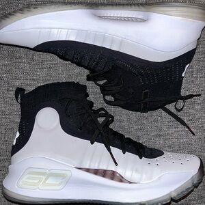 Under Armour Curry 4 Black White Basketball Shoe Used In Box. Sz 11.5